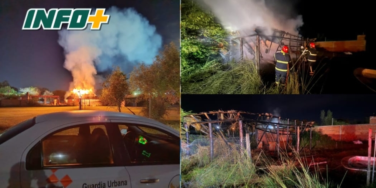 Un incendio consumió un quincho en Pueblo Andino durante la madrugada
