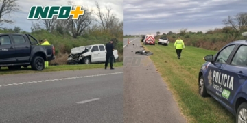 Una camioneta y un camión impactaron sobre autopista en Arocena