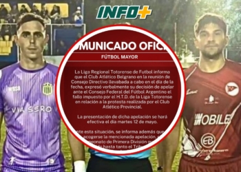 La Liga Totorense se suspende momentáneamente: Belgrano apelará el fallo ante Provincial