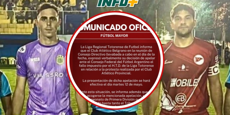 La Liga Totorense se suspende momentáneamente: Belgrano apelará el fallo ante Provincial