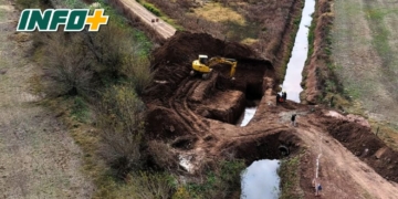 Comenzó la construcción de alcantarillas sobre el canal Larguía en Totoras