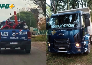 Un camión de la Comuna de Oliveros impactó con un motociclista en Ruta 11