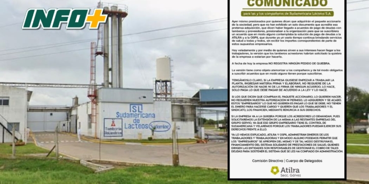 ATILRA salió a desmentir rumores de quiebra en la planta láctea de Díaz