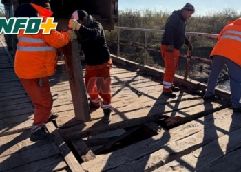 Repararon de manera provisoria el puente de la Ruta 10 entre Carrizales y Díaz y ya se puede circular