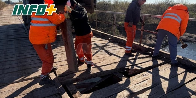 Repararon de manera provisoria el puente de la Ruta 10 entre Carrizales y Díaz y ya se puede circular