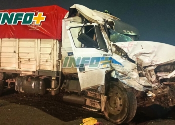 Fuerte choque entre camiones en el acceso a la autopista, en San Lorenzo