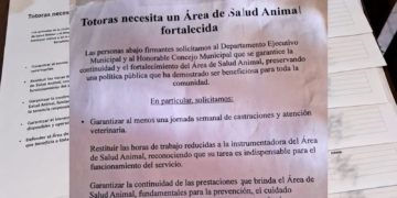 Presentaron más de 600 firmas para pedir que no haya más recortes en el Área de Salud Animal de Totoras