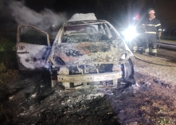 Ardió un auto entre Pueblo Andino y Serodino: dos mujeres lograron salir a tiempo