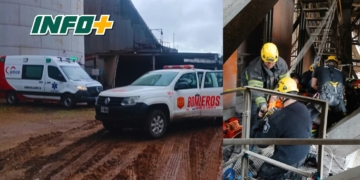 Rescataron a un operario que cayó dentro de una noria en Puerto San Martín